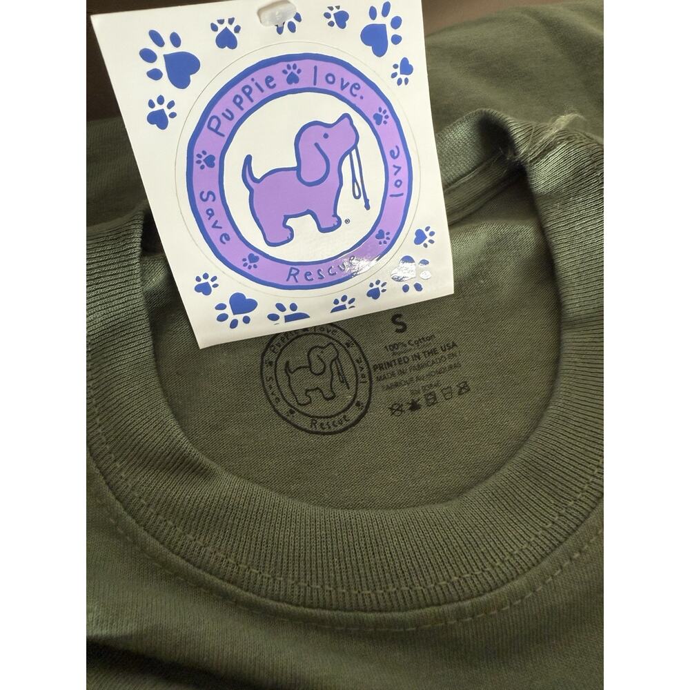 Puppie Love NEW w/Tag Hiking Pup Long Sleeve, Green, 100% Cotton Tee Shirt Small - Picture 9 of 9